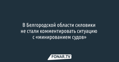В Белгородской области силовики не стали комментировать ситуацию с «минированием судов»