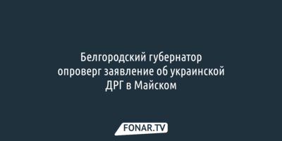 Белгородский губернатор опроверг заявление об украинской ДРГ в Майском