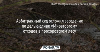 Арбитражный суд отложил заседание по делу о сливе «Мираторгом» отходов в прохоровском лесу