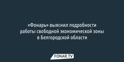 «Фонарь» выяснил подробности работы свободной экономической зоны в Белгородской области