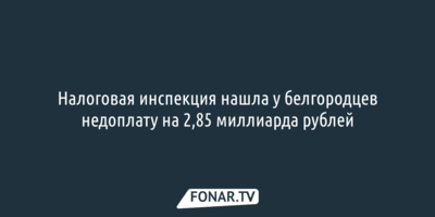 Налоговая инспекция нашла у белгородцев недоплату на 2,85 миллиарда рублей