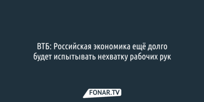 ВТБ: Российская экономика ещё долго будет испытывать нехватку рабочих рук