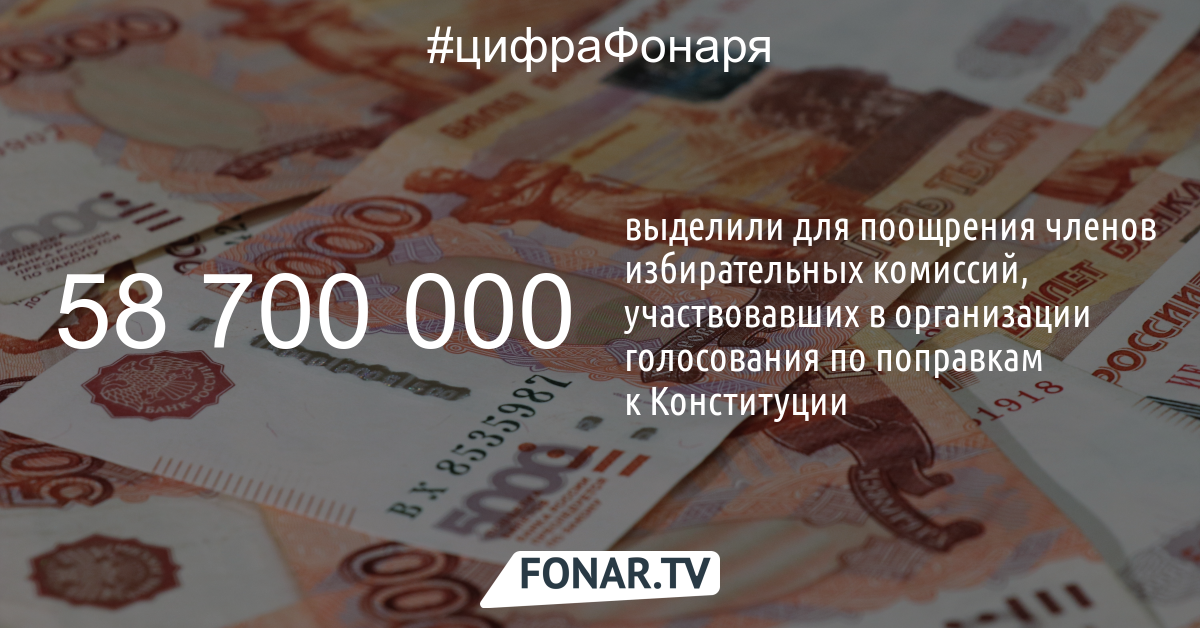 На поощрение белгородских организаторов голосования по поправкам к Конституции выделили почти 60 миллионов рублей
