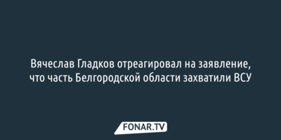 Вячеслав Гладков отреагировал на заявление, что часть Белгородской области захватили ВСУ