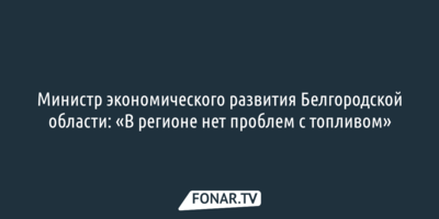 Министр экономического развития Белгородской области: «В регионе нет проблем с топливом»