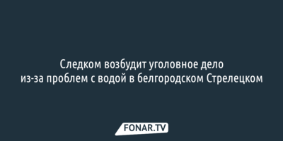Следком возбудит уголовное дело из-за проблем с водой в белгородском Стрелецком