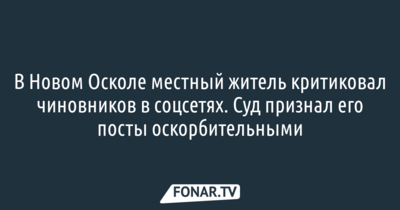В Новом Осколе секретарь совбеза подал в суд на пользователя «Одноклассников», назвавшего его шизофреником