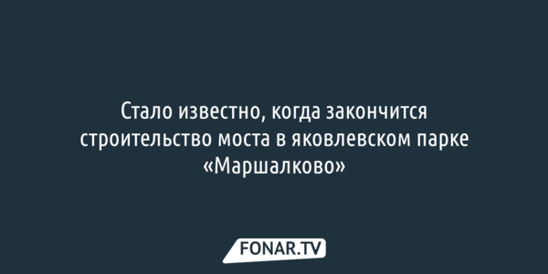 Стало известно, когда закончится строительство моста в яковлевском парке «Маршалково»