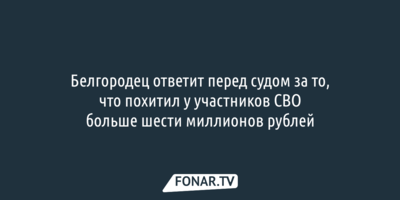 Белгородец ответит перед судом за то, что похитил у участников СВО больше шести миллионов рублей