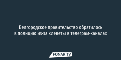 Белгородское правительство обратилось в полицию из-за клеветы в телеграм-каналах
